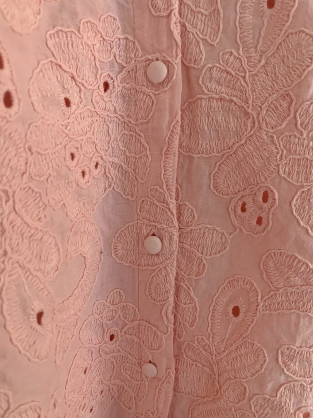 Calypso St Barth Pink 100% Cotton Boho Eyelet Embroidered Puff Sleeve Blouse Top - Picture 6 of 9